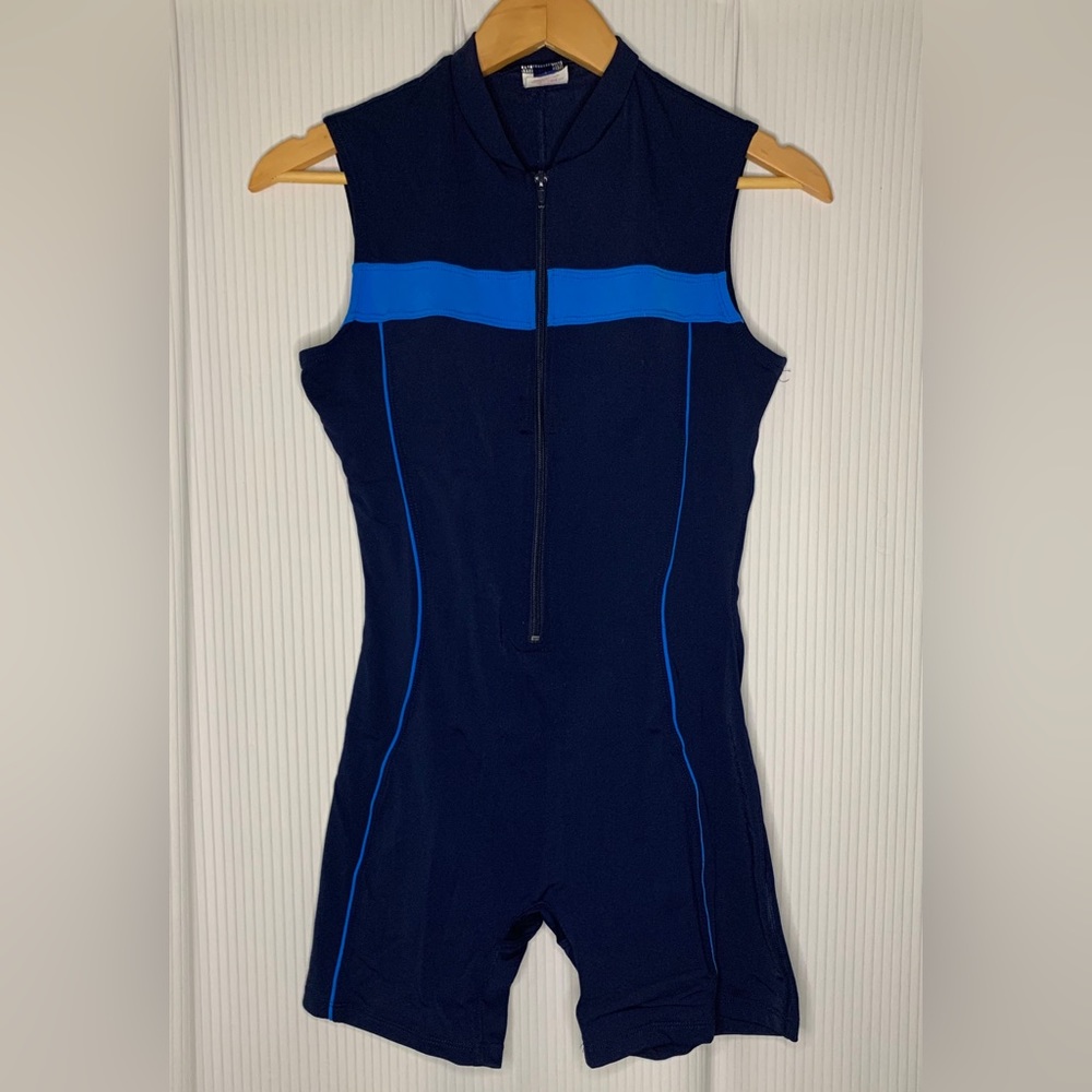 Soleil Swim - Navy And Blue Full Body Swimsuit - Size 36 See Measurements